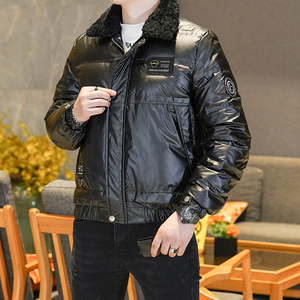 可拆卸Y9822 P320 高端冬季90%白鸭绒亮面翻领羽绒服 真模365图片