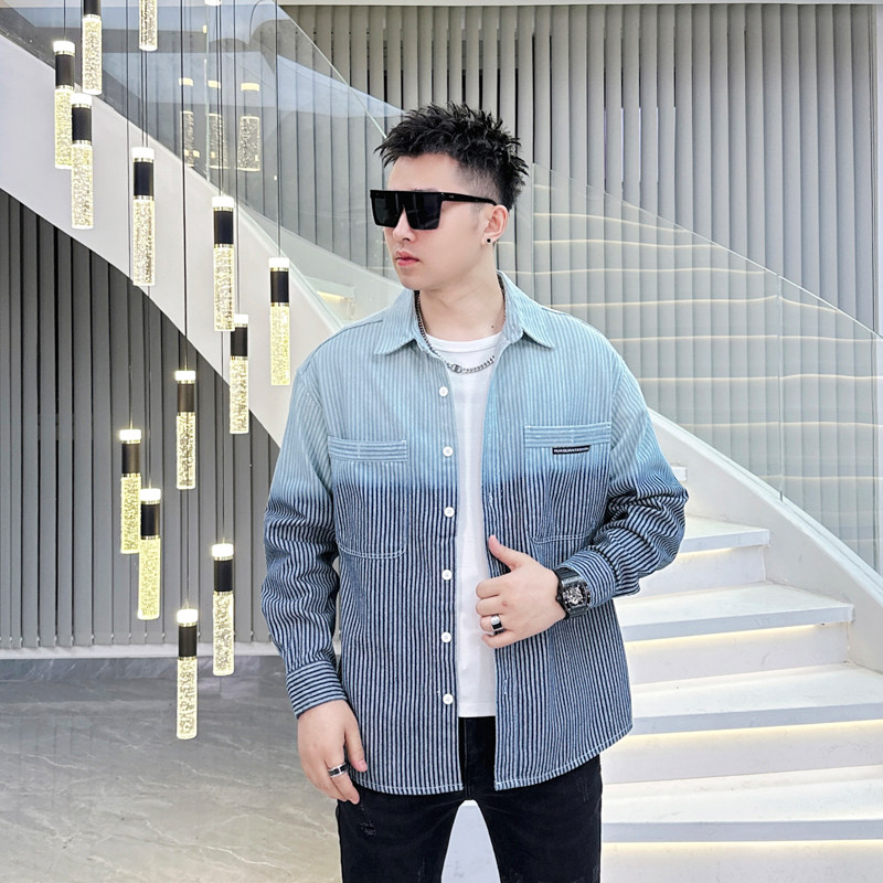 2025年新款翻领撞色阔版棉夹克钱塘3019-JK9316P120真模蓝色，男装夹克，电商A023