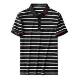 2024年新款短袖POLO衫钱塘30192041P65平铺黑色，男装Polo衫，电商A023