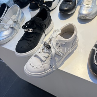 小小苏东大门秋季新款真皮圆头锁扣拼色休闲板鞋百搭厚底小白鞋