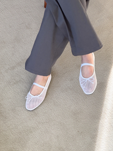 小小苏东大门韩国ins度假风一字带仙女鞋蝴蝶结舒适网布夏款凉鞋