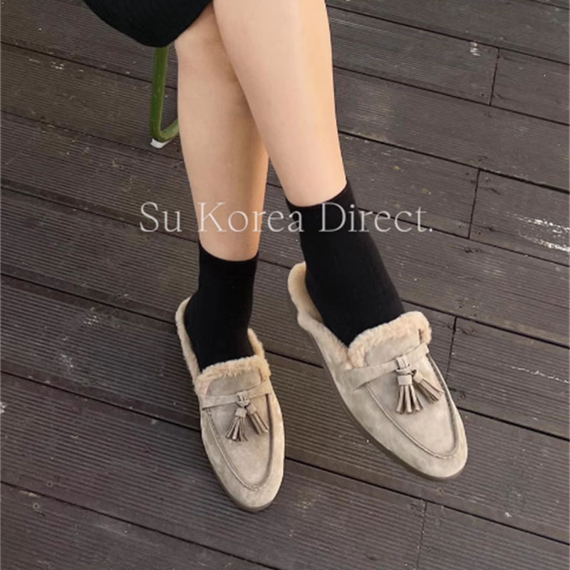 仙女风拼接保暖包头拖鞋女