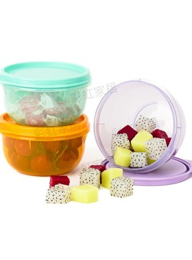 特百惠 260ML六小胖密封圆碗 冰箱冷藏保鲜盒 圆形零食收纳盒