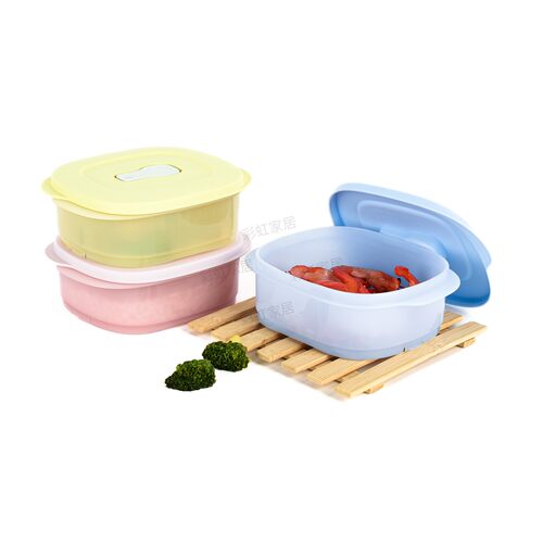 特百惠500ml微波层叠纤巧方盒 家用食物分装盒冰箱冷藏密封保鲜盒