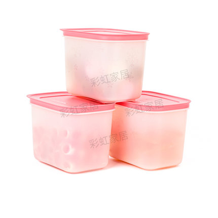 特百惠 1.1L雪影密封水果保鲜盒 方形零食盒 冰箱冷藏冷冻收纳盒