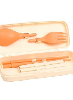 特百惠 依可筷乐盒 塑料便携餐具 中式旅行筷子勺子叉子套装