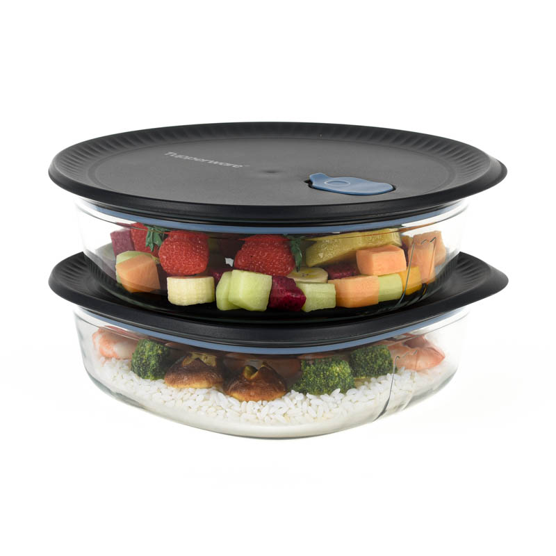 特百惠玻璃蒸烤保鲜盒 家用厨房美食蒸烤水果蔬菜保鲜盒