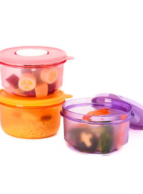 特百惠 400ML微波小萌碗密封冷藏冷冻保鲜盒便携午餐饭盒可爱圆碗