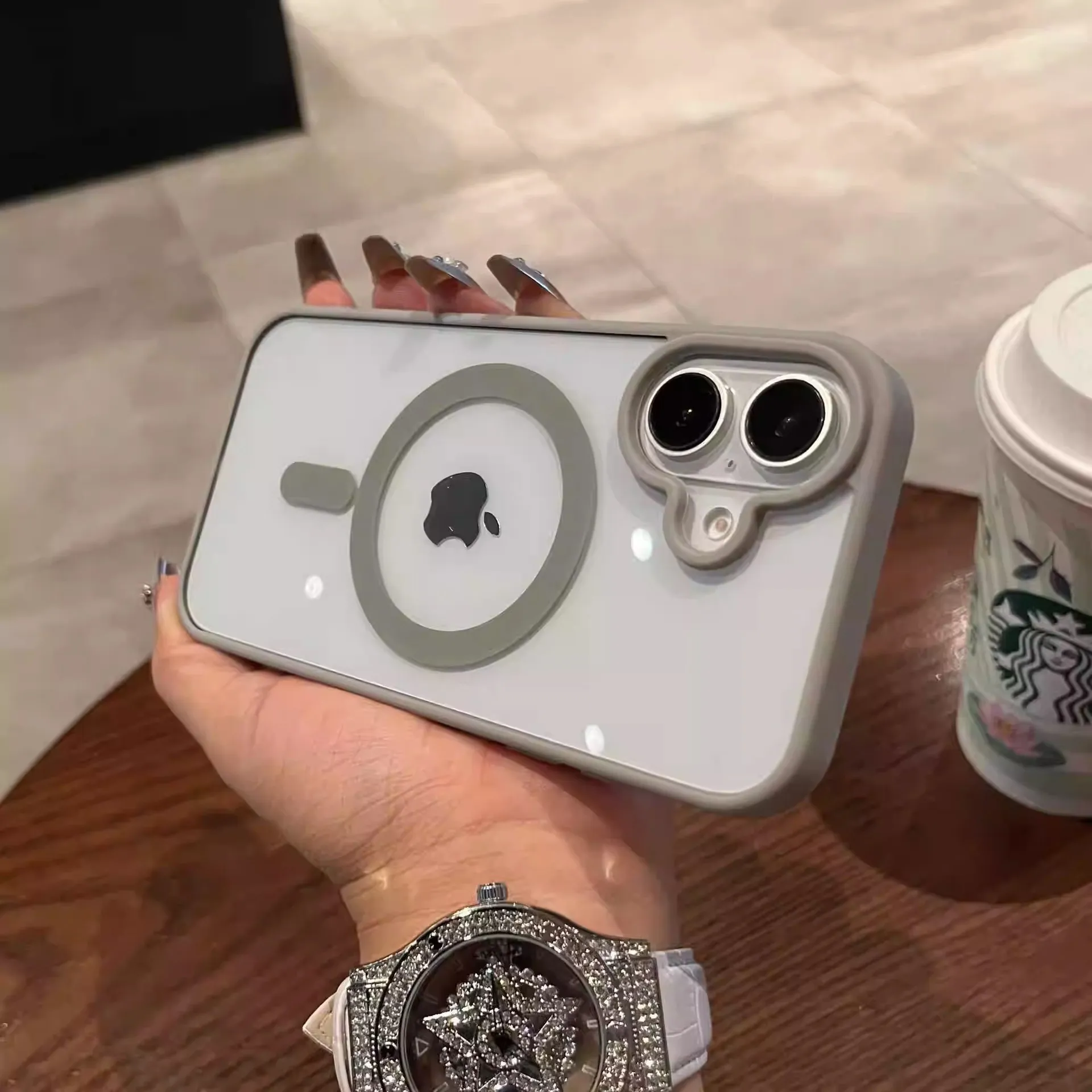 适用苹果17PROMAX硅胶磁吸手机壳马卡龙iPhone15透明亚克力保护套