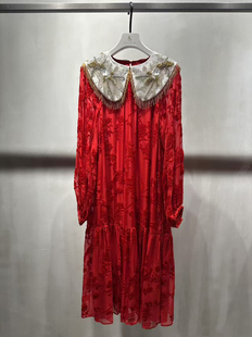 （看透）红标了然琳烺李原创2025早秋真丝烧花重工宽松气质连衣裙