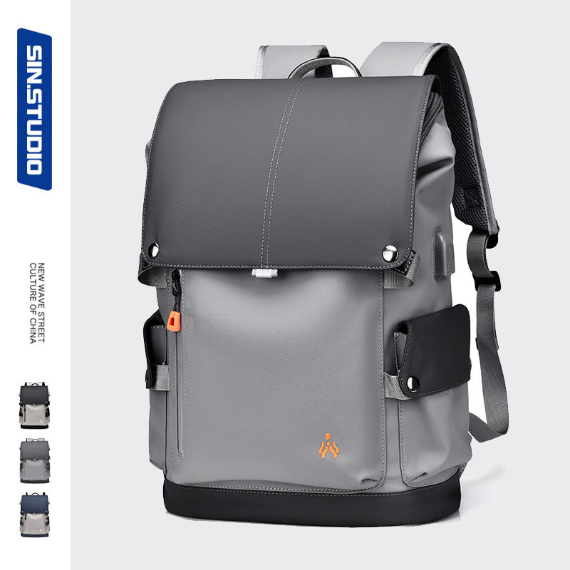 户外机能风休闲双肩包男士商务通勤电脑背包牛津布大容量旅行背包