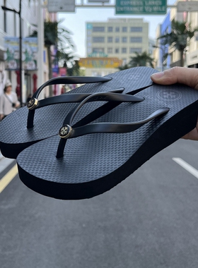 品质橡胶人字拖女厚底夏季外穿坡跟防滑中跟休闲沙滩凉拖夹脚拖鞋