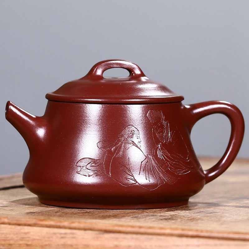 玩壶天下 宜兴紫砂茶壶 张国工 纯手工 紫朱泥 韵瓢210cc zxj