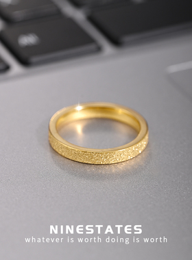 气质食指素圈戒指男女高级感彩金素戒时尚指环小指个性仿黄金尾戒