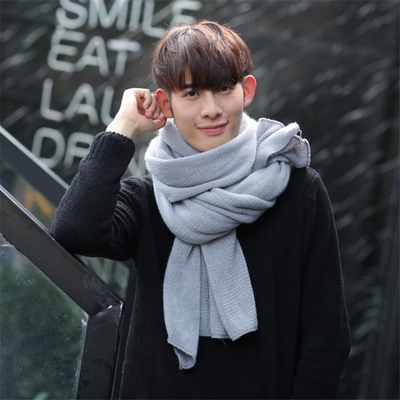 New Cashmere Man Solid Scarf Winter Warm Knitted Shawl And W