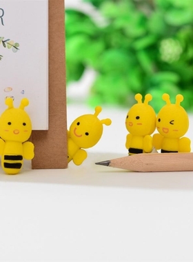 20pcs Creative Bee Shape Eraser Cute Cartoon Erasers Lovely