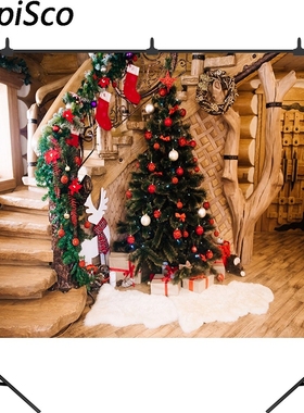 Capisco Christmas Rustic Wood House Xmas Tree Newborn Baby