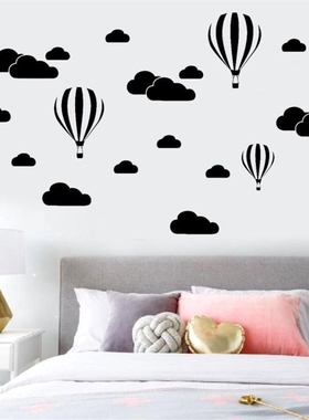 New White Clouds Hot Air oon Wall er  Kids Rooms Art Backgro