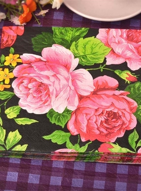 20Pcs/pack Flower Rose Paper Napkins Party Tissue Decoupage
