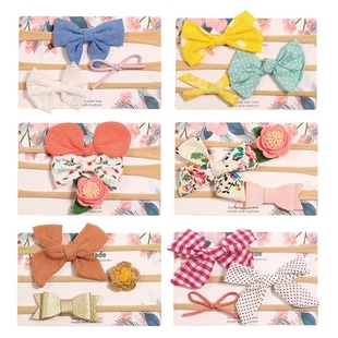 3pcs Cute Bow Baby Headband Girl Nylon Head Bands Turban He