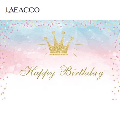 Laeacco Gold Crown Baby Birthday Party Polka Dots Portrait