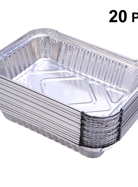 20 Pcs Tin Foil Box Durable Disposable Tray Silver Container