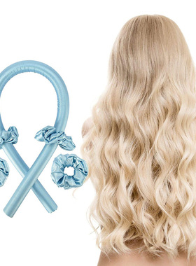 Blue Heatless Curling Rod Headband No Heat Curls Ribbon