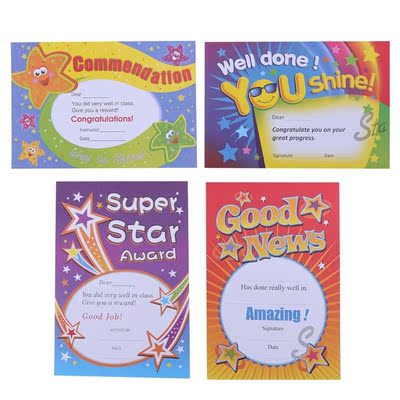100Pcs A5 Certificate of Commendation Cartoon Letter of Comm