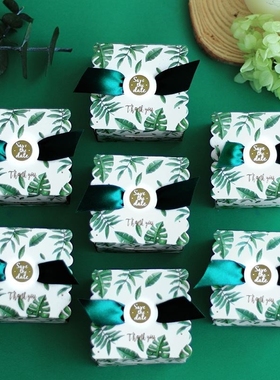 Creative Green Monstera Leaves Candy Box Wedding Favors Can