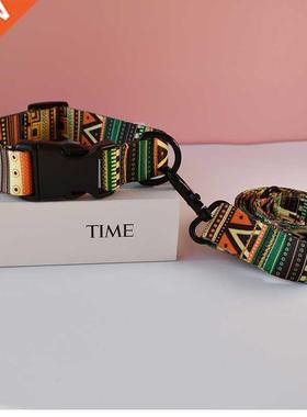 National style Nylon Printed Dog collar leash Adjustable Pup