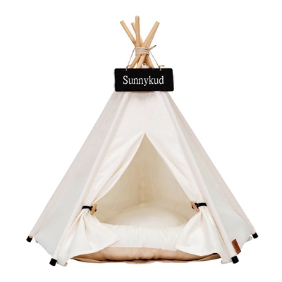 Pet Tent House Cat Bed Portable Teepee With Thick Cushion A