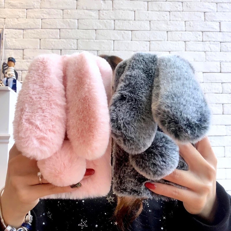 3D Rabbit Furry Case for iPhone 7 8 6 6S Plus Warm Flurry P