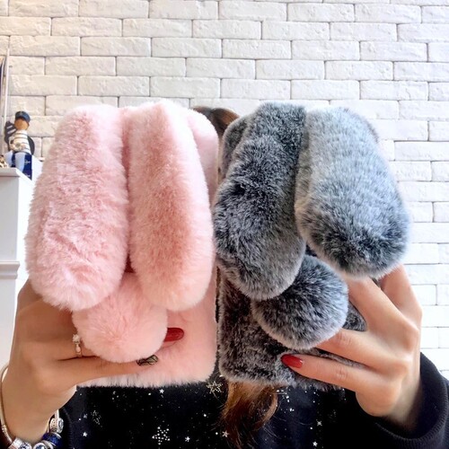 3D Rabbit Furry Case for iPhone 7 8 6 6S Plus Warm Flurry P