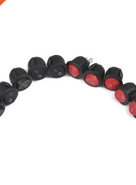 10pcs Mini Round Black 2 Pin SP ON-OFF Rocker Switch Butto