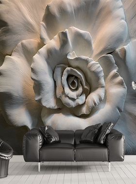Custom Mural Wallpaper Wall Painting 3D Relief Rose Flower