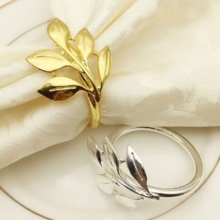 12pcs Fall Leaves Napkin Rings Gold Silver Christening