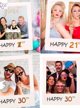 FENGRISE 30th 40th 50th 60th Photo Booth Frame Happy Birthd