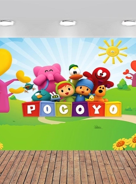 Pocoyo Theme Photography Backdrop Boy Birthday Party Decor