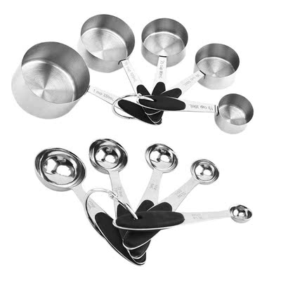 10pcs Stainless Steel Measuring Cups Spoons Set with Silicon
