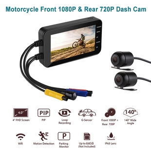 Motorcycle DVR Wifi Camera FHD 1080P 4 Inch Dash Cam Moto W