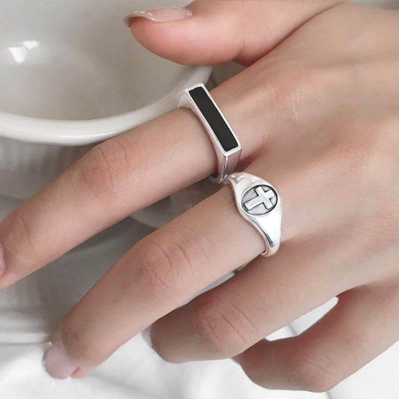 Black Resin Mold Small Square Finger Rings For Women Fashio