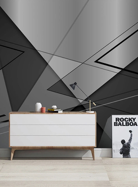 Custom 3D Mural Wallpaper Black White Gray Triangle