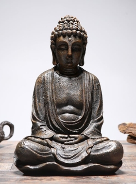 Vintage Sitting Buddha Statue Zen Gesture Thai Buddha Figuri