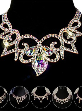 Handmade Crystal Rhinestone Necklace Belly Dance Performance