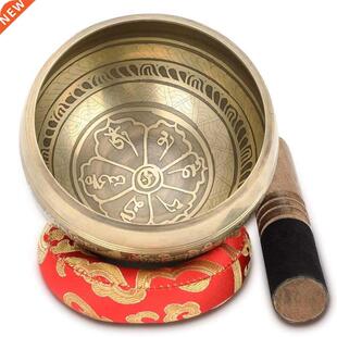 3.7“Brass Chime Bronze Qing Buddha Sound Bowl Nepa