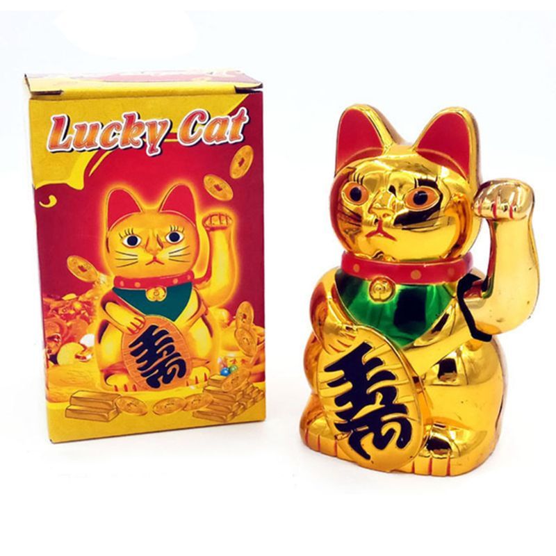 Gold Maneki Neko Cute Lucky Cat Electric Craft Art Home