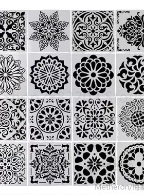 16pcs/set Mandala Stencil Drawing Template Ruler Stencils  P