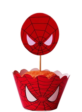 Cute Avengers Spider Batman Heroes label paper cupcake wrapp