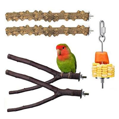Pet Parrot Bird Standing Stick Toy Wood Branch Perches Bird