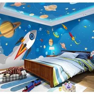 beibehang Childrens decorative painting wall paper rocket